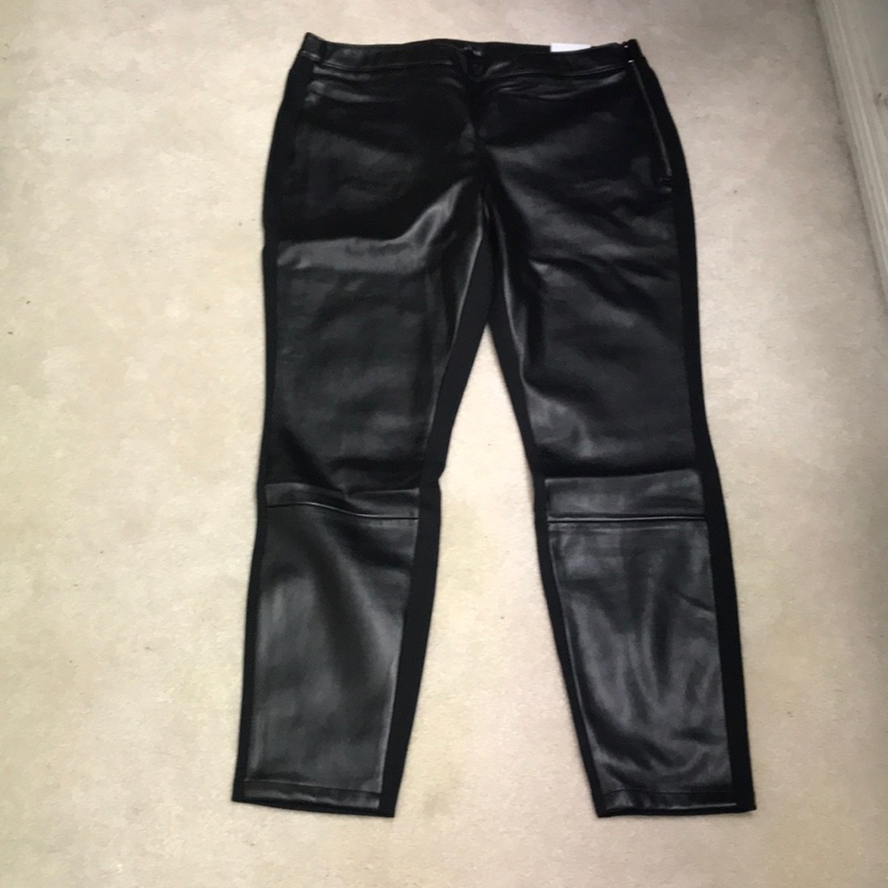 Black leather look pants